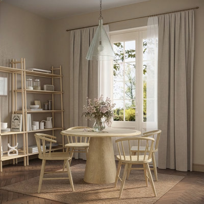 Mid-century Modern Five Piece Dining Set With Spindle Dining Chairs - Natural