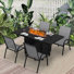 5-Piece Outdoor Patio Dining Set, 60'' Outdoor Propane Firepit Table & 4 Stackable Chairs
