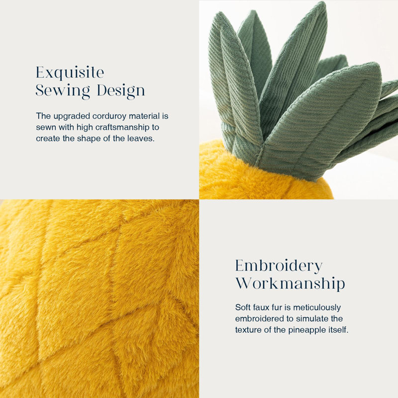 Yellow Pineapple Shaped Faux Fur Throw Pillow