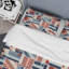 Patchwork bleu et brun - ensemble de housse de couette abstrait - microfibre de polyester-1427582614