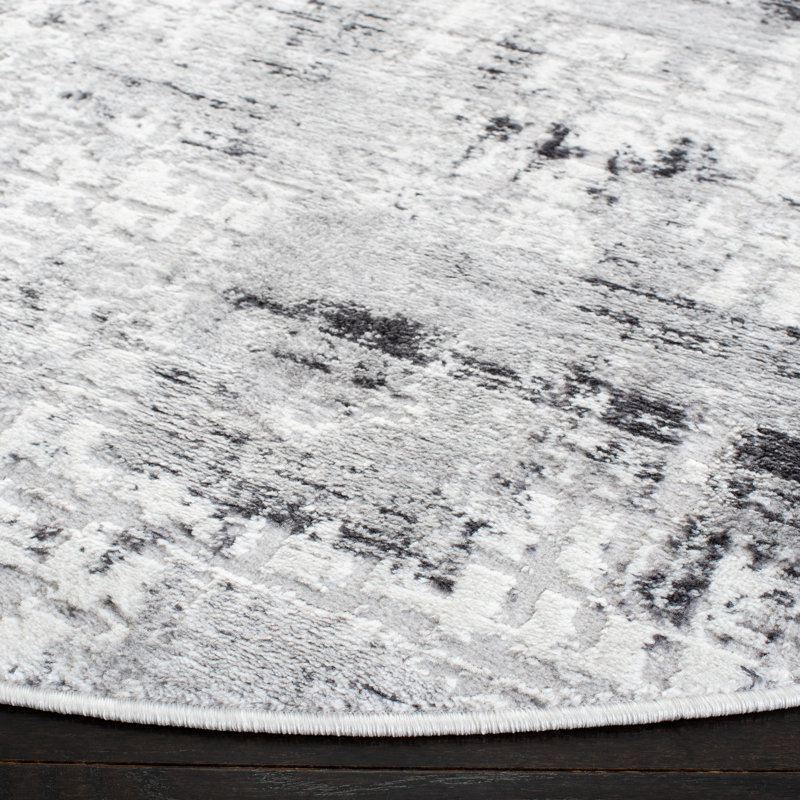 Tapis gris / noir à motif abstrait Zaid, Rectangle 4 pi x 6 pi