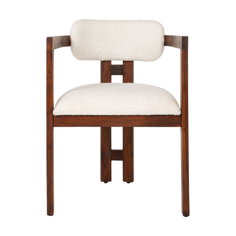 Chaise en bois d'acacia avec boucle Juno, Ivoire / Naturel