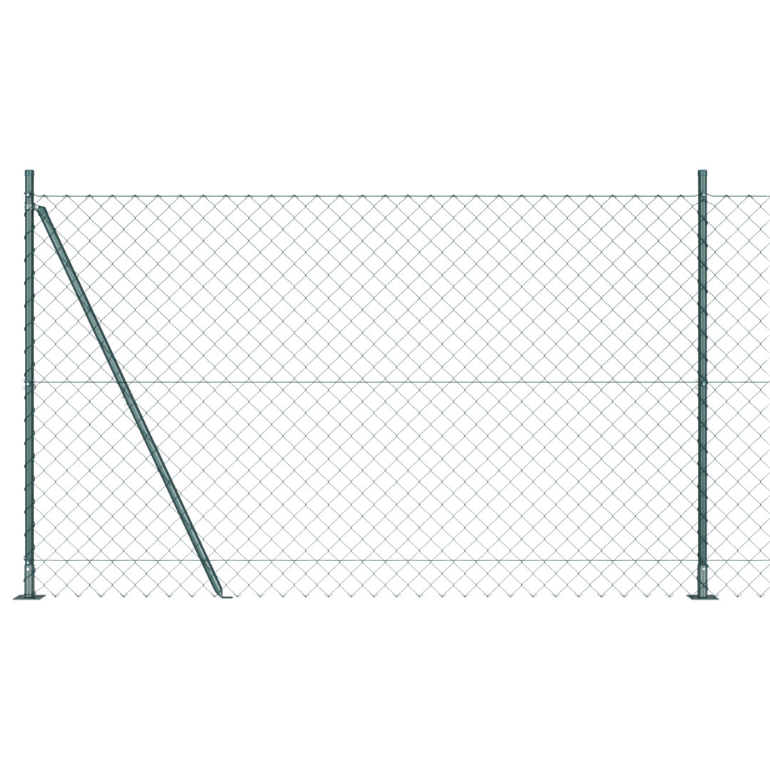Vidaxl Chain Link Fence With 7 Flanged Posts Galvanised Steel