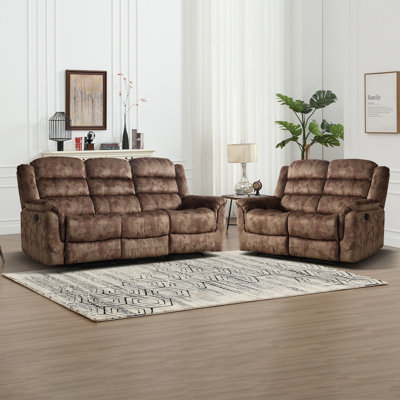 Ensemble de salon inclinable manuel en microfibre Dartee