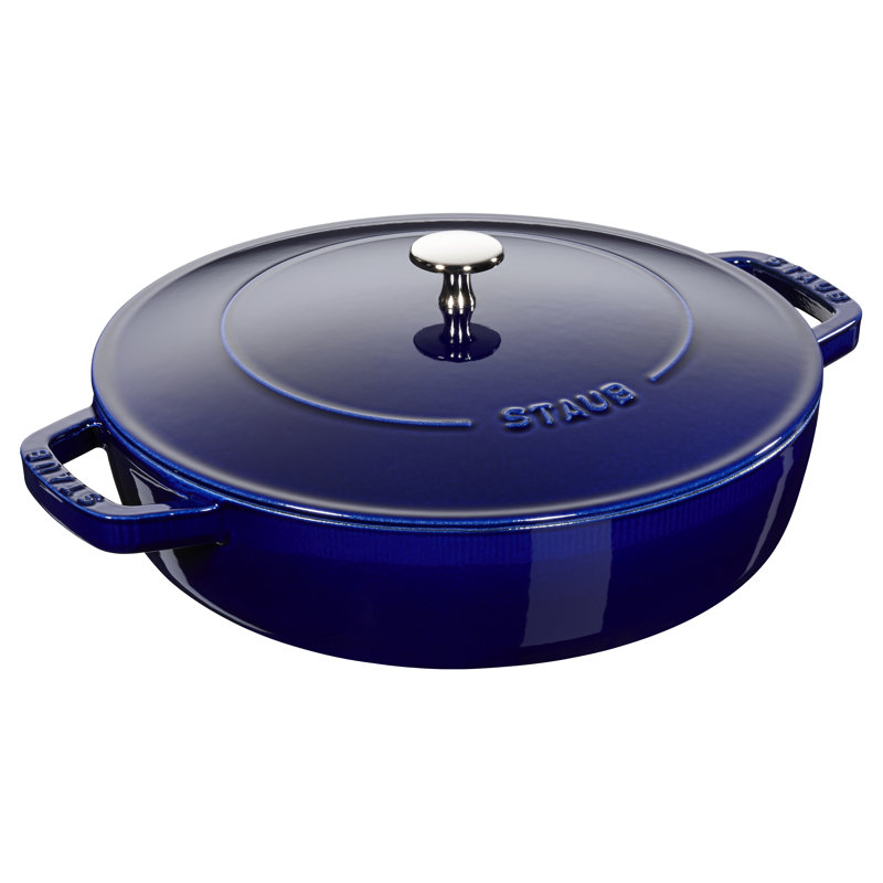 STAUB Cast Iron Round Casserole Dish, 24cm, Dark Blue