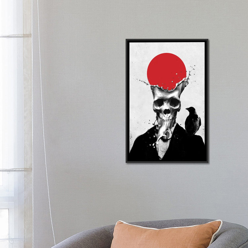 « splash crâne » par ali gulec, impression sur toile tendue, H 26 po x l 18 po x P 1,5 po, Toile encadrée noire, Pas de tapis