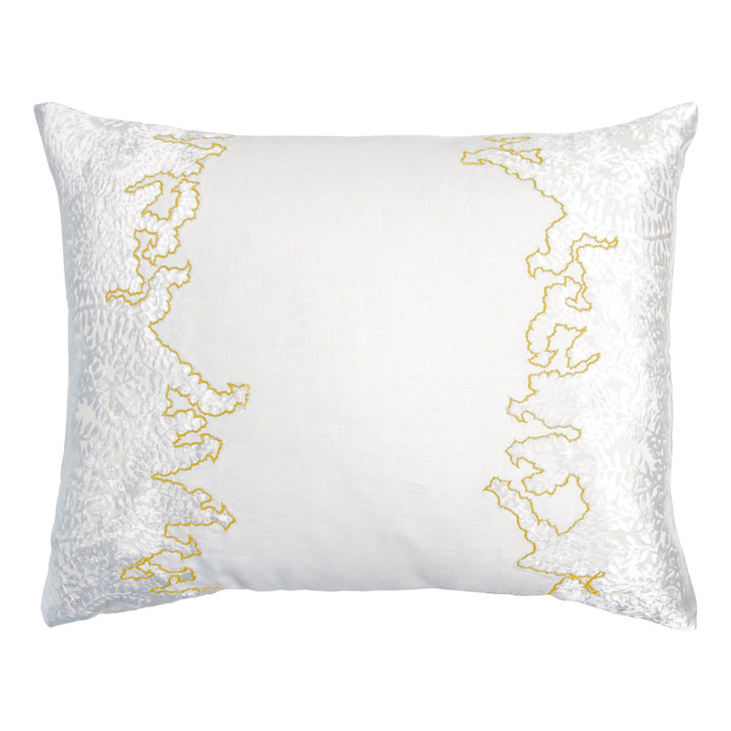 Ferns Floral Linen Throw Pillow, Rectangle 16"H x 20" W, Yellow