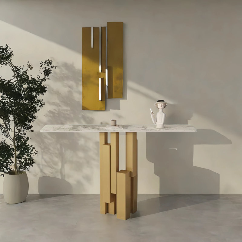 Console Luxury S, H 33,5 po x l 55,1 po x P 11,8 po, Doré, Ivoire ivoire