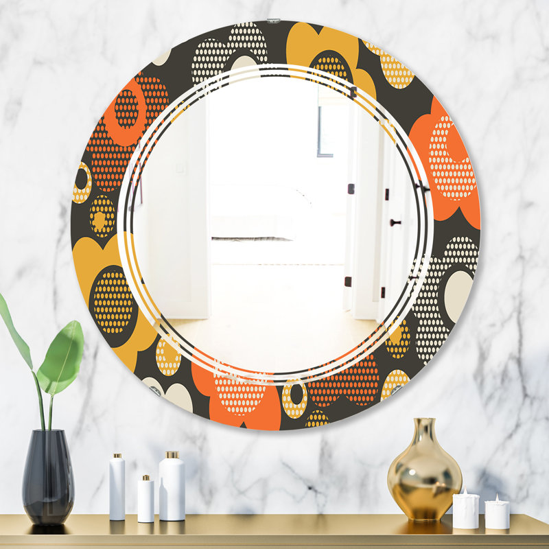 Miroir mural sans cadre à motif floral i, 31,5 po x 31,5 po
