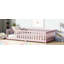 Lit simple en bois d'hévéa avec clôture (sans porte) et barrières de sécurité, rose-2140808506