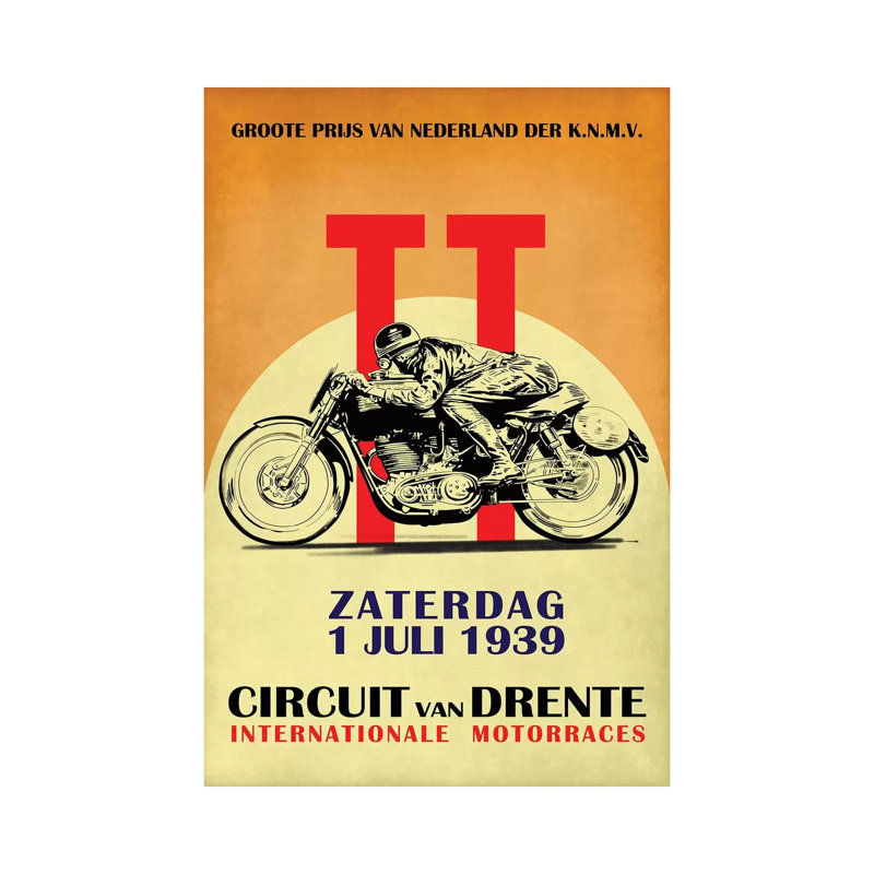 Circuit Van Drente TT 1939 by Mark Rogan - Print on Canvas, Wrapped Canvas, 101.6cm H x 66.04cm W x 3.81cm D