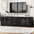 Marquala  TV Stand With Arched Glass Doors, 3 Drawers, 2 Cabinets With Adjustable Shelves-1137253277