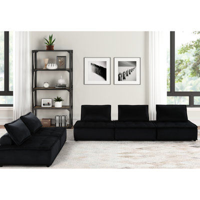 Avec velours noir et l 29,36 po Hauteur du produit: 121,42 po, siège de 80 po, siège rembourré en mousse, ressorts ensachés de 14,5 po et profondeur de 40,42 po