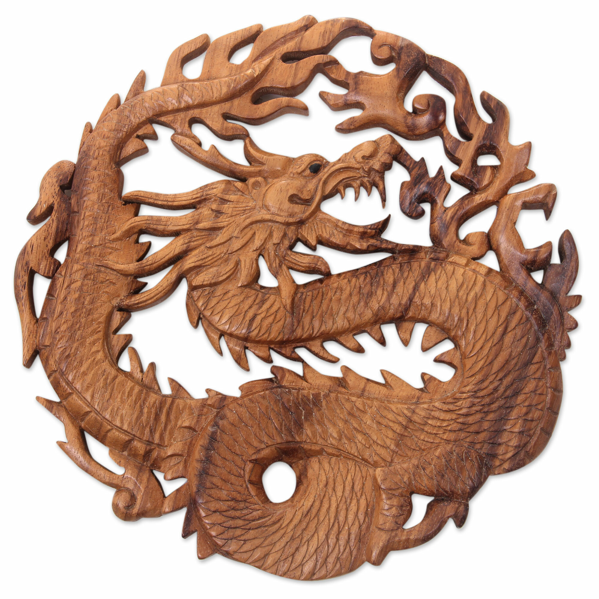 Suar Wood Dragon Statue - One World Bazaar