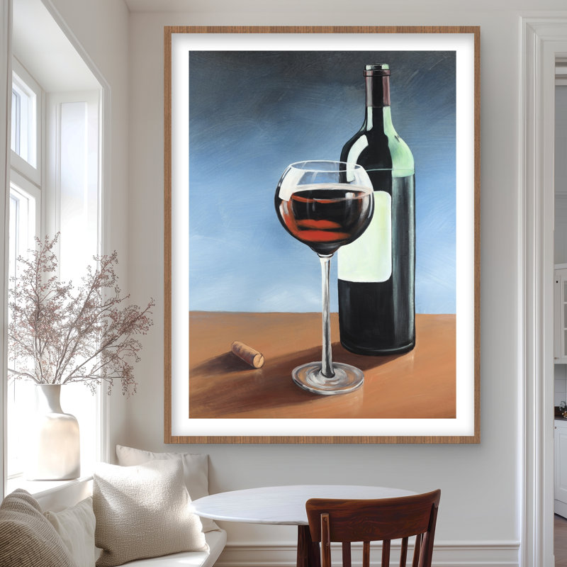 Bouteille de bourgogne avec verre à vin - Impression de décoration de cuisine