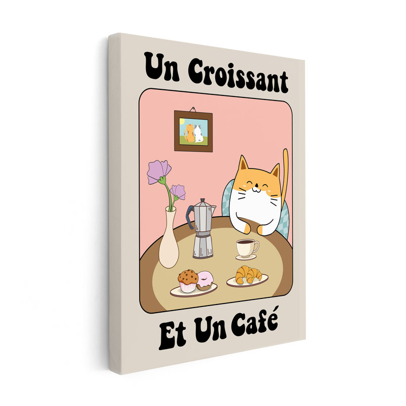Café et croissant n ° 2, Unframed, Canvas, 16"H x 20"W