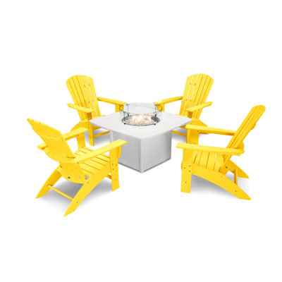 Ensemble de conversation 5 pièces POLYWOOD Nautical Curveback Adirondack avec foyer