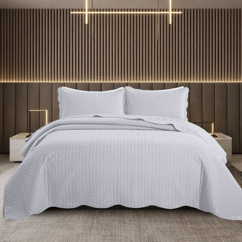 Ensemble de courtepointe en relief doux, Blanc, Couvre-lit simple + 1 taie d'oreiller standard