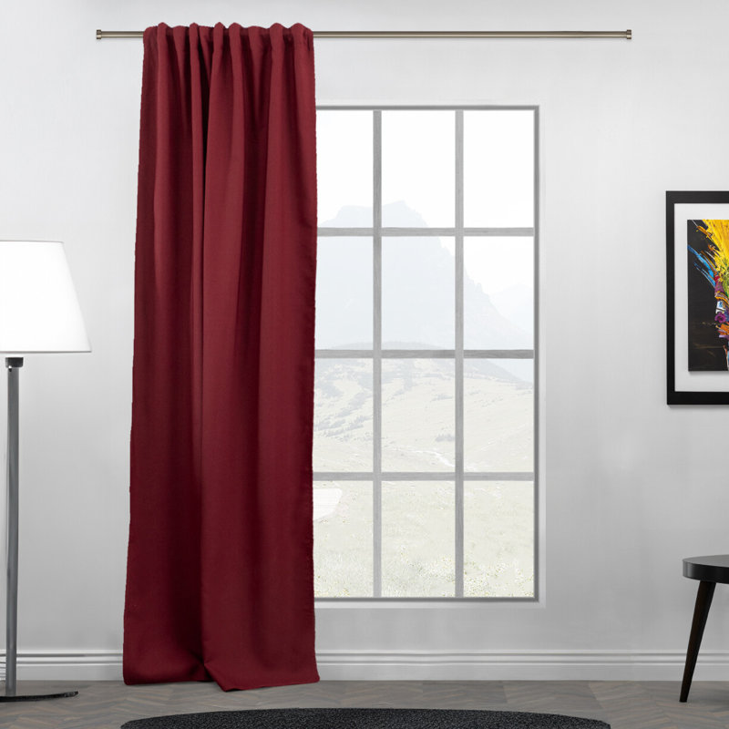 Room Darkening Single Curtain Panel, 130cm Width x 295cm Drop, Burgundy