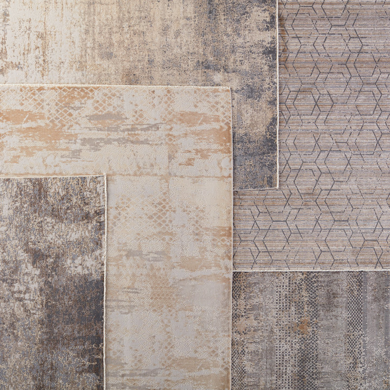 Tapis doré / beige, Rectangle 5 pi x 7 pi 6 po