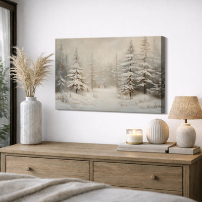 Vintage Winter Snow Forest Landscape Nature Country Winter Christmas Wall Pictures, Giclee Canvas Digital Print Framed Wall Art