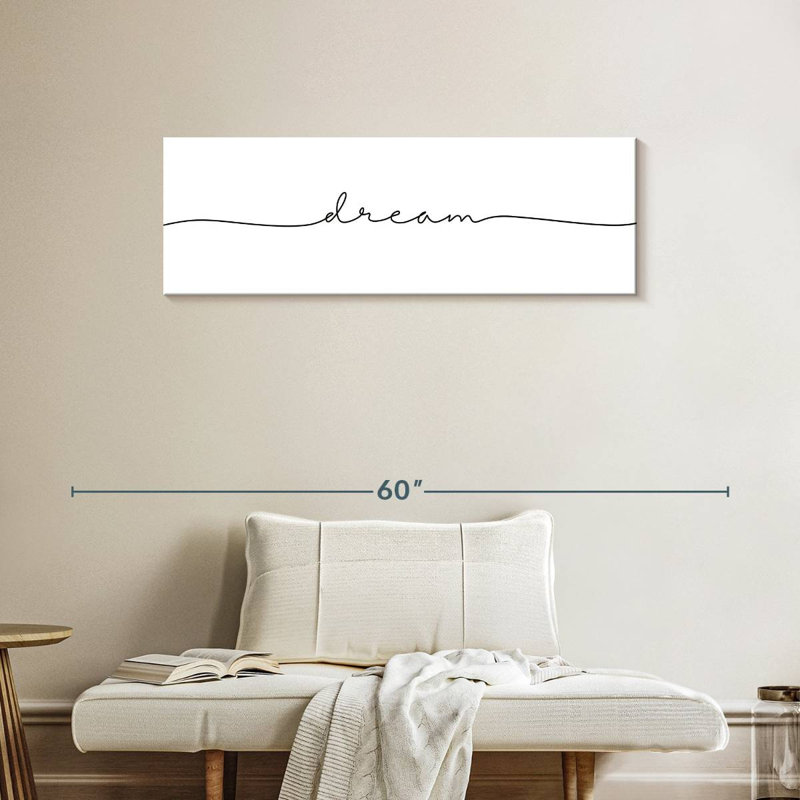 «Dream One Line Typographie», reproduction sur toile tendue, H 14 po x l 42 po x P 1,25 po