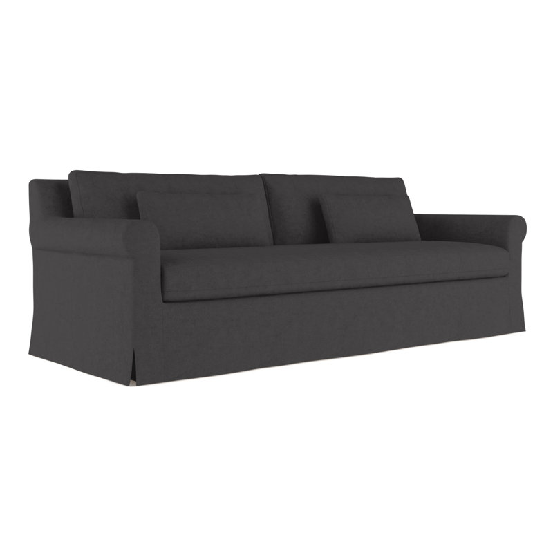 Canapé Ludlow, H 34 po x l 120 po x P 38 po, Patiné, Lin tissé caillou graphite