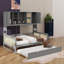 Lit de jour en bois peu encombrant, avec lit gigogne escamotable et compartiments de rangement modulaires-575919653