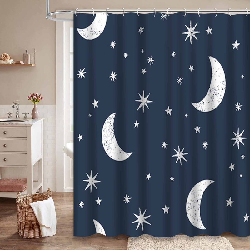 Rideau de douche sans couture avec 12 étoiles, L 72 po x l 84 po