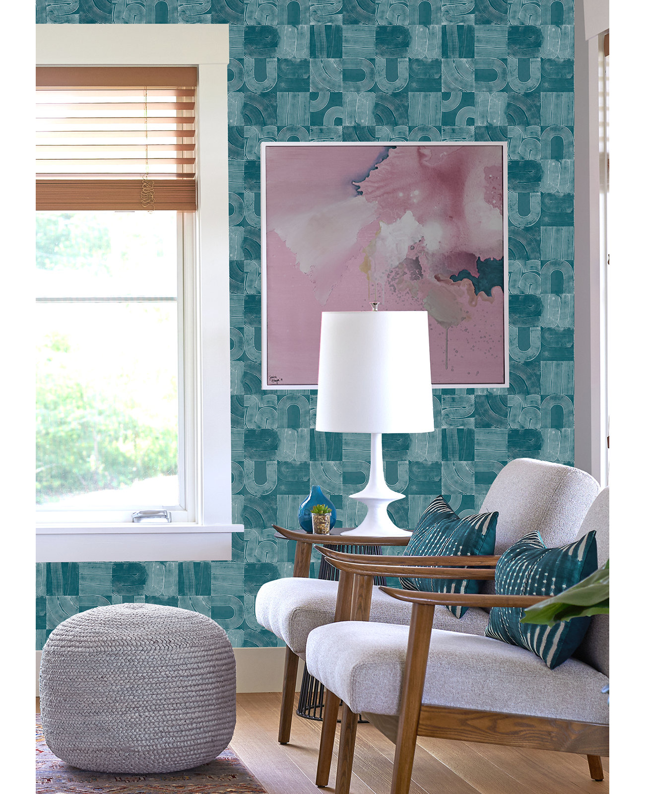 Jacobsen Modern Peel & Stick Geometric Wallpaper, Blue