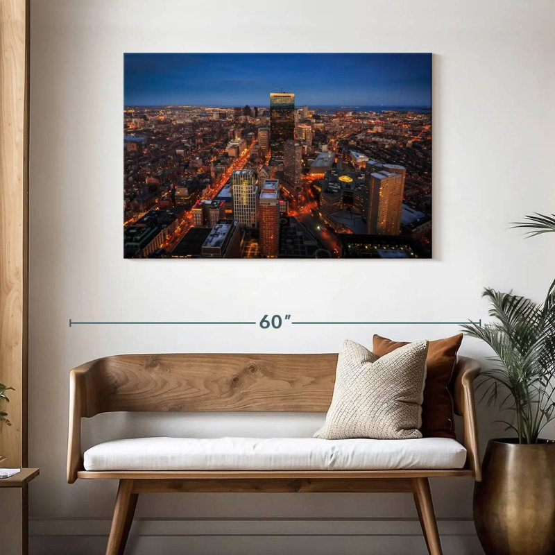Skyline de Sirci Boston au coucher du soleil, H 30 po x l 45 po