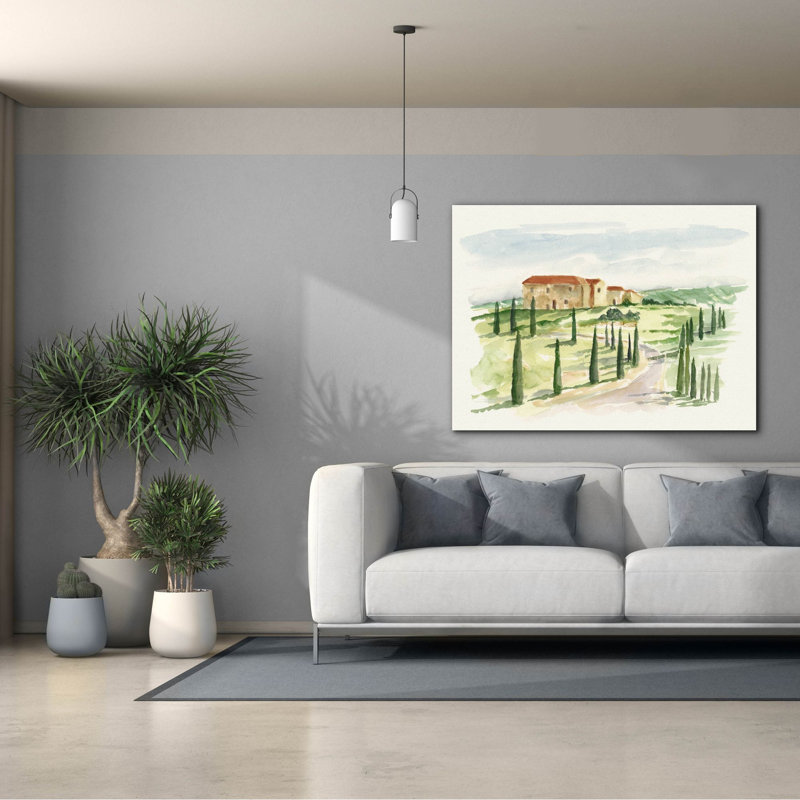 «Watercolor Tuscan Villa I» par Ethan Harper, art mural sur toile, H 40 po x l 54 po x P 1,5 po