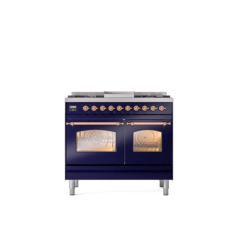 ILVE Nostalgie II Series 40 inch Dual Fuel Range with 6 Sealed Burners, Griddle (Glass Door), Liquid Propane