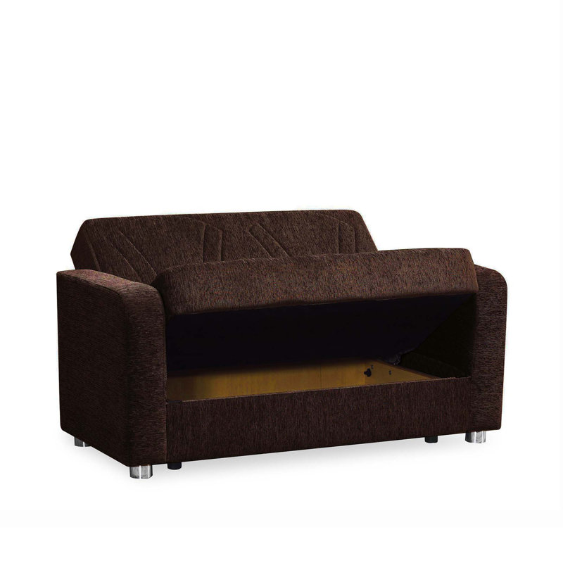  Joker 59 in. Fabric 2-Seater 3-in-1 Sleeper Loveseat Sofa Bed with Storage, Dark Brown