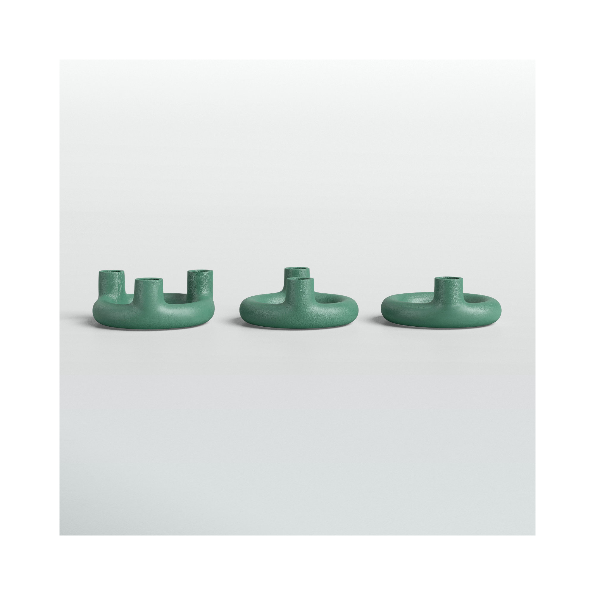 Ashlyn 3 Piece Aluminum Tabletop Candlestick Set, Green