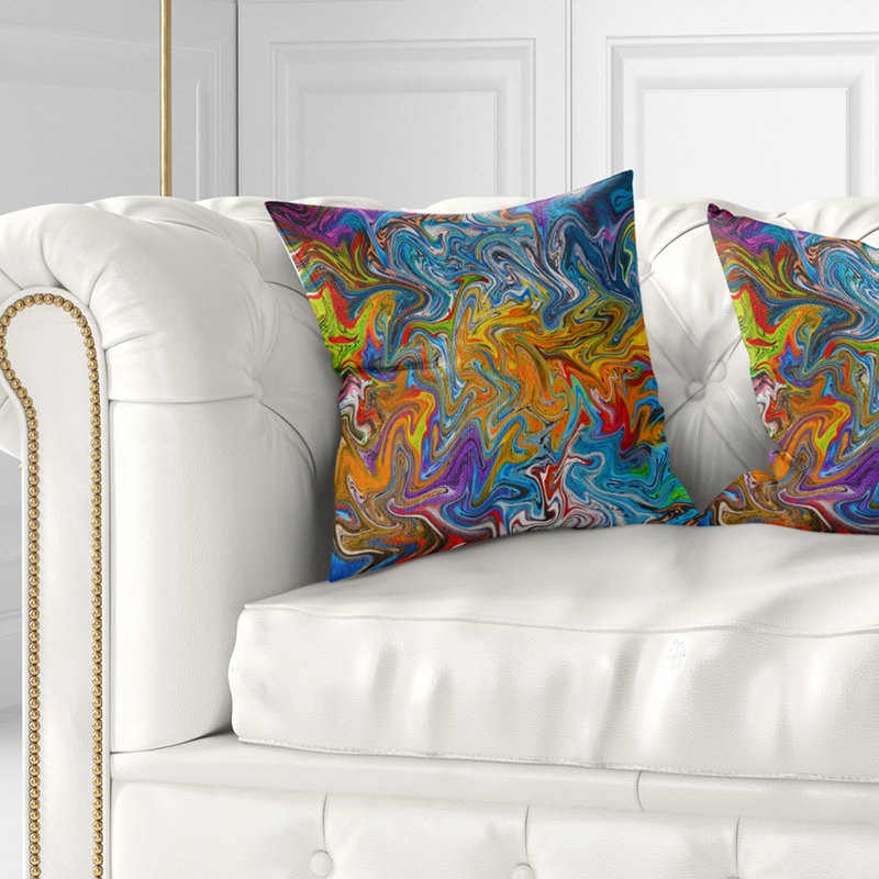 Coussin contemporain à écoulement fractal, 16 po x 1 po