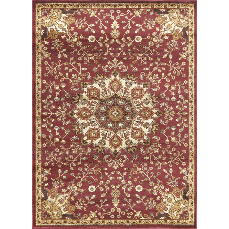 Tapis traditionnel intemporel 2 pi x 3 pi - Motif élégant, confort et style durables (rouge), Rouge