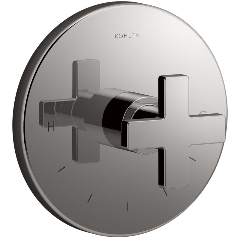 Composed® Thermostatic Faucet Trim with Cross Handle, Vibrant Brushed Nickel