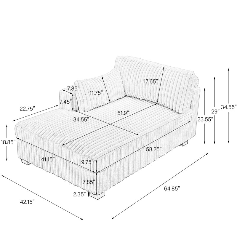 Chaise longue surdimensionnée en flanelle de fourrure de lapin brun clair avec accoudoirs et coussins Bentura, Marron clair