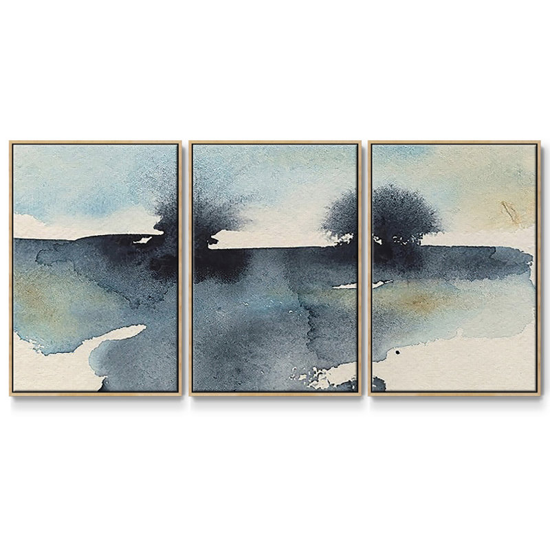 Upheval I - Multi Piece Framed Canvas, 40" H x 78" W, Natural Framed