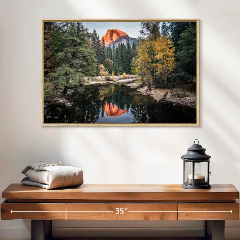 Yosemite Glassy Creek, 25 po x 17 po, Cadre flottant en bois naturel