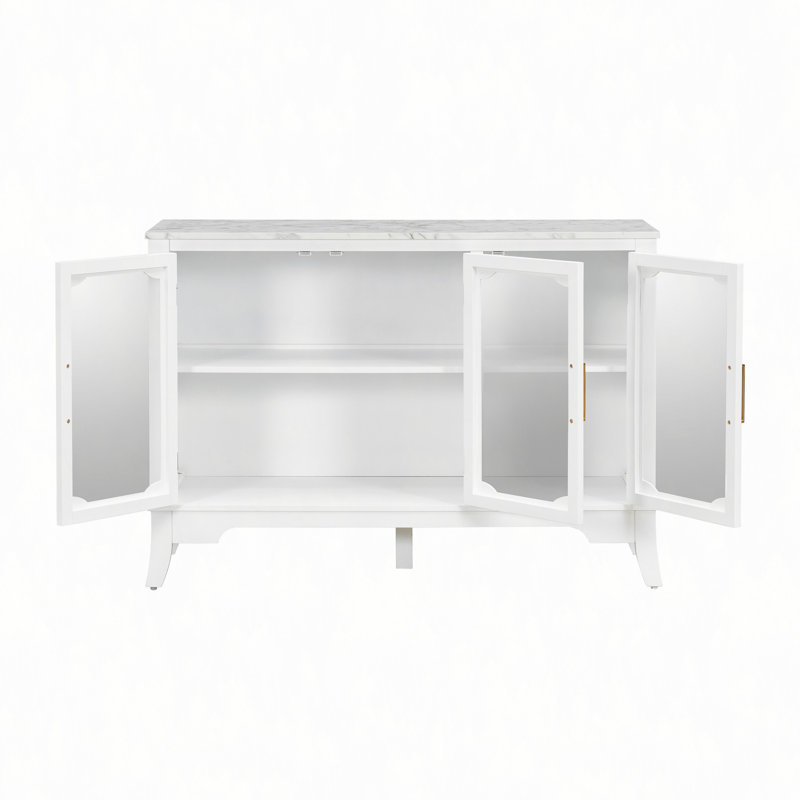 Storage Cabinet In The Entrance To The Living And Dining Room, Large Storage Space, 3 Doors, Stylish Style, Ancient White