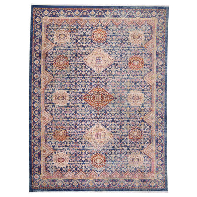 Tapis bleu marine/brun clair/rouge Borgen