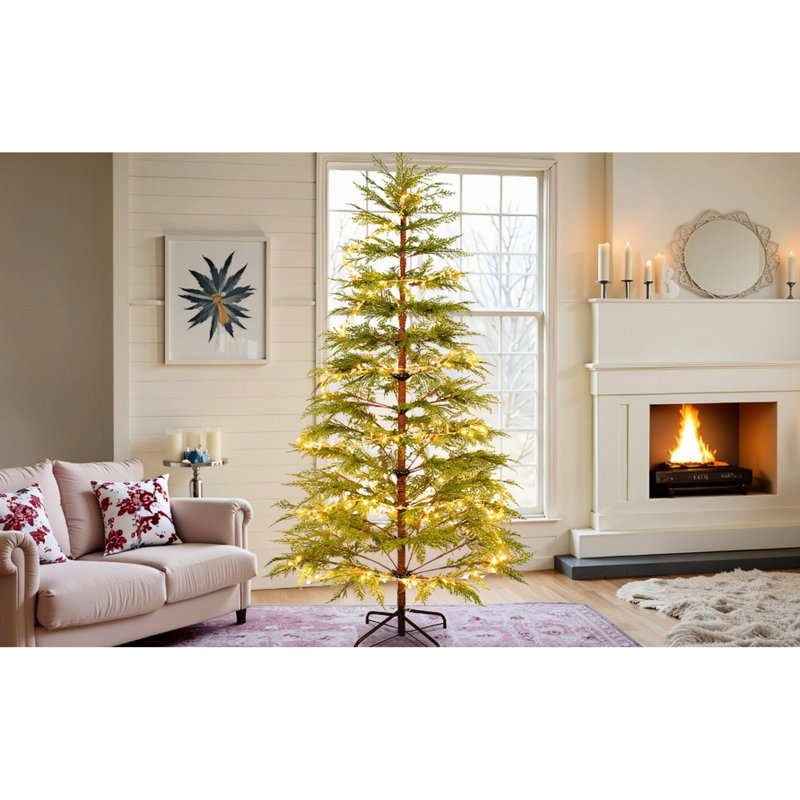 Arbre de Noël artificiel 6 pi 612 pi 300 pi avec 300 lumières à DEL, ignifuge, idéal pour la décoration de bureau