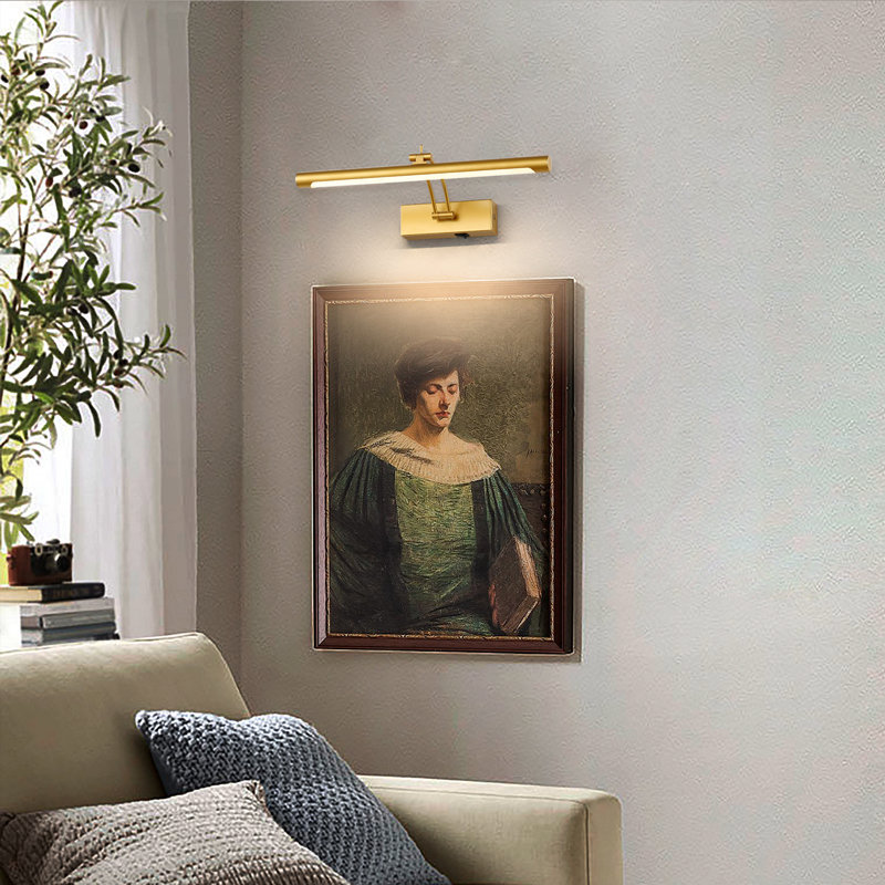 Lampe pour tableau à DEL 15,75 po en or brossé avec télécommande, intensité variable, conception rotative, minuterie et plusieurs couleurs