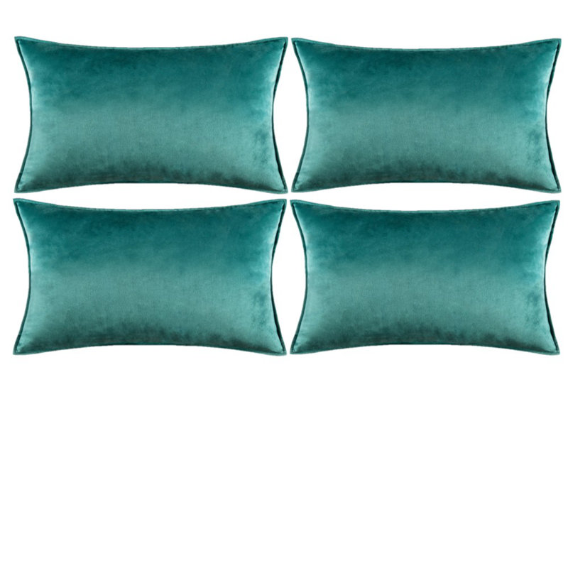 Solid Colour Velvet Reversible Throw Pillow, Teal