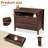 Brown Mid-Century Nightstand 2 Drawers + 1 Shelf Solid Wood Veneer 29 Inches Nightstand