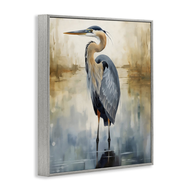 «Peaceful Heron» sur estampe numérique abstraite, design par LSR Design Studio, Estampe numérique Farmhouse