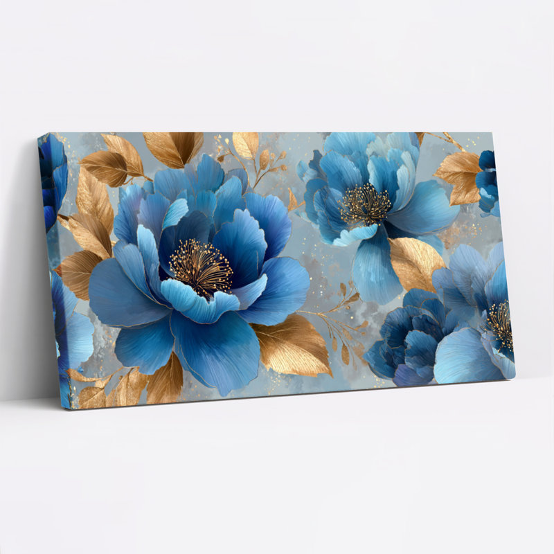 Floral et feuilles, ensemble de 1 reproduction d'art sur toile tendue, H 28 po x l 58 po