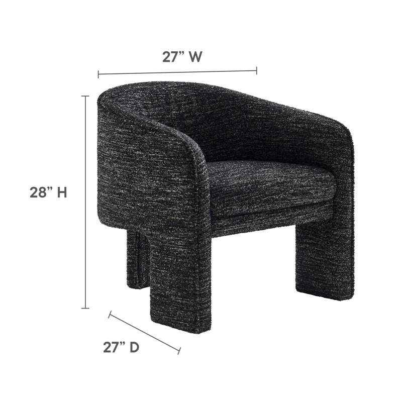 Fauteuil d'appoint rembourré en tissu Greer Boucle, Tissu gris anthracite